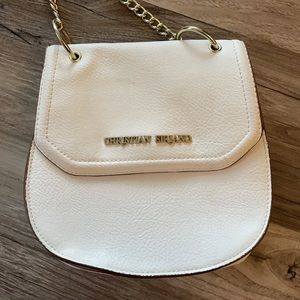 Christian Siriano White and Gold Trim Shoulder Bag